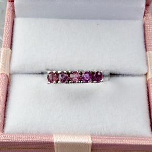 Sterling silver ruby ring, Thin pink ruby ring, Flat surface ring, The ring size is adjustable