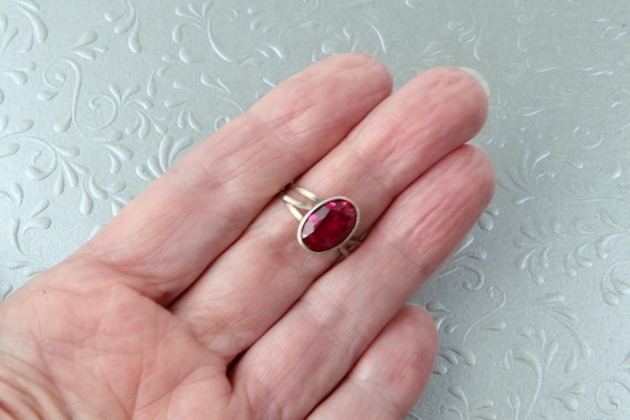 Vintage Soviet ring 875 silver red ruby - image 9