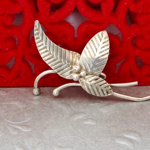 Blätter Sterling Silber Brosche, Blumen Brosche, Vintage Silber kleine Brosche