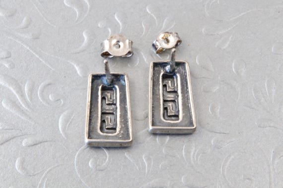 Rectangular sterling silver stud earrings Greek p… - image 8