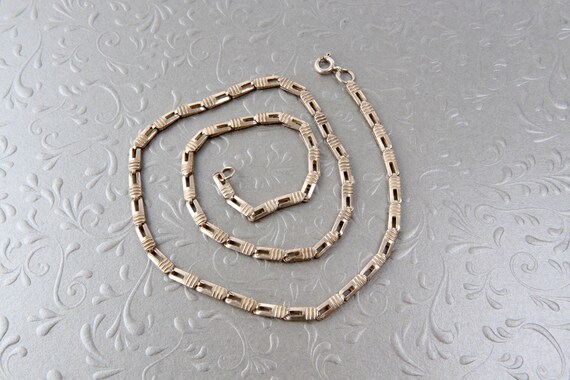 Wide sterling silver chain rectangular geometric … - image 3