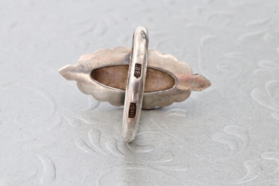 Sterling silver ring with flat surface, Floral ri… - image 8