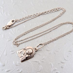 Medallion sterling silver necklace, Mother of God silver pendant, Silver icon Virgin Mary, Baby Jesus Christian sterling silver medallion