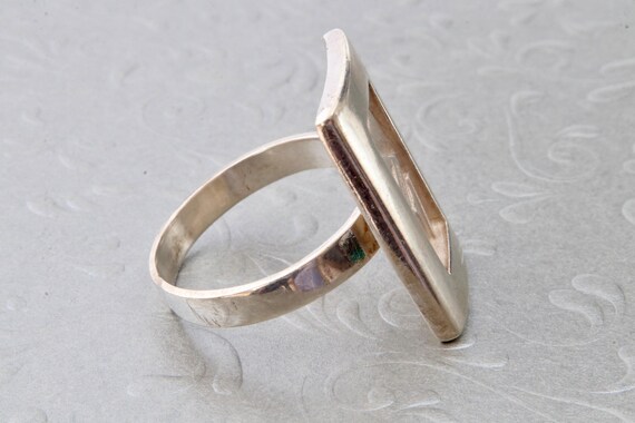 Sterling silver signet ring, Rectangular ring wit… - image 7