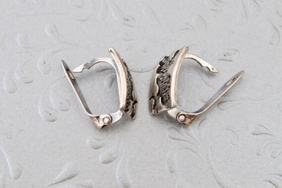 Sterling silver flat rectangular earrings with pa… - image 7