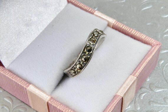 Sterling silver ring marcasite, Thin wavy ring so… - image 3