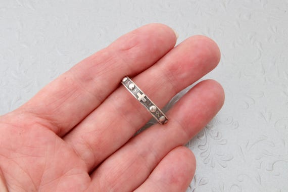 Sterling silver ring solid stripe, Religious ring… - image 9