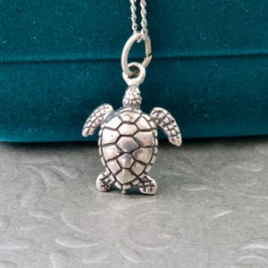 Sterling silver turtle pendant, 925 sterling silver necklace with sea turtle