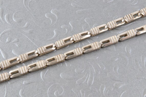 Wide sterling silver chain rectangular geometric … - image 7