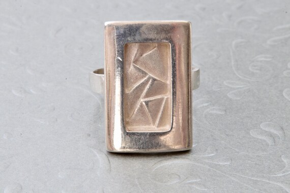 Sterling silver signet ring, Rectangular ring wit… - image 5