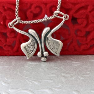 Silver butterfly pendant, Antique 925 sterling silver  necklace with butterfly