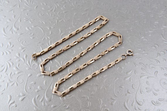 Wide sterling silver chain rectangular geometric … - image 5