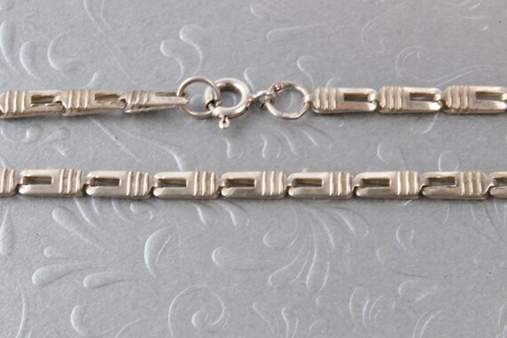 Wide sterling silver chain rectangular geometric … - image 6