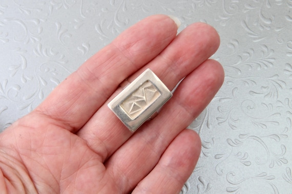 Sterling silver signet ring, Rectangular ring wit… - image 9