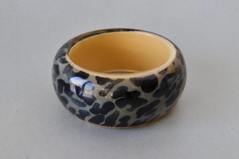 Vintage Chunky Leopard Animal Print Pattern Bracelet, Plastic Bangle ...