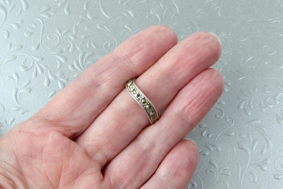 Sterling silver ring marcasite, Thin wavy ring so… - image 9