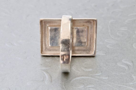 Sterling silver signet ring, Rectangular ring wit… - image 8