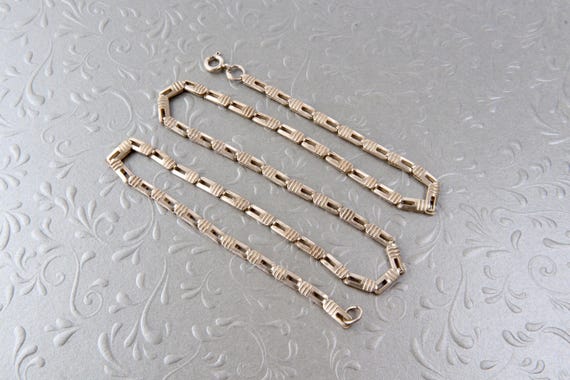 Wide sterling silver chain rectangular geometric … - image 4