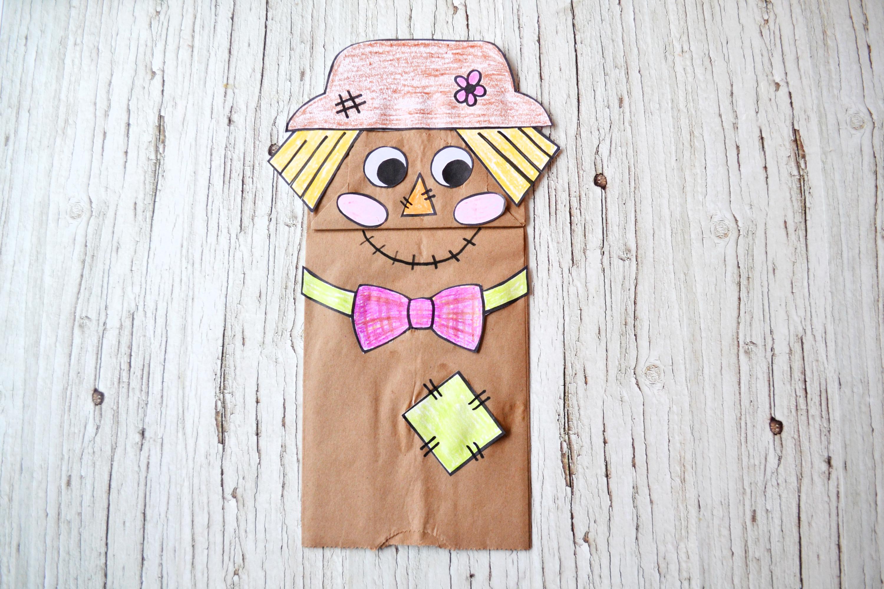 Template to Make a SCARECROW Paper Bag Puppet -- Digital Download - Etsy