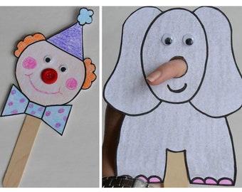 TWO Circus Puppet Templates (digital downloads) / puppet pdf