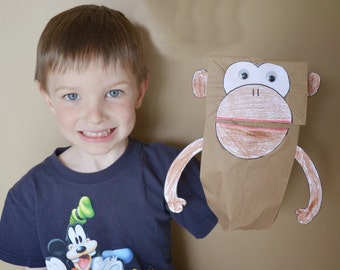 Monkey puppet DOWNLOAD / Crafts for Kids / puppet pdf