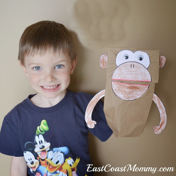 Monkey puppet DOWNLOAD / Crafts for Kids / puppet pdf