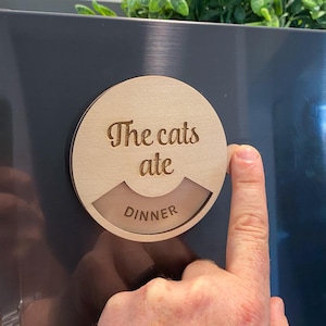 Personalized Pet Feeding Tracker: Rotating Wooden Chart, Fridge Magnet