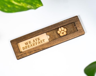 Wooden Sliding Pet Feeding Reminder Magnet |  Modern Kitchen Accessory