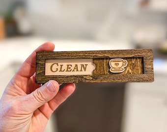 Wooden Clean/Dirty Sliding Dishwasher Magnet |  Modern Camper Kitchen Accessory