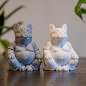 3D Printed Meditating French Bulldog Statue: Zen Decor