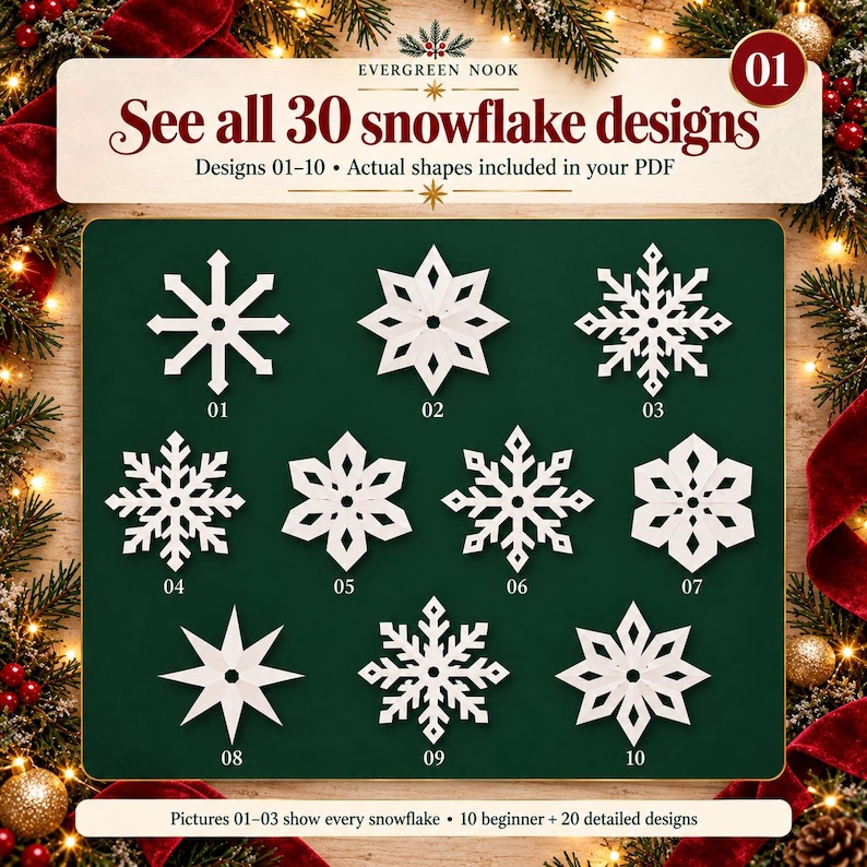 Printable Paper Snowflake Templates | 30 Christmas Snowflake Patterns ...