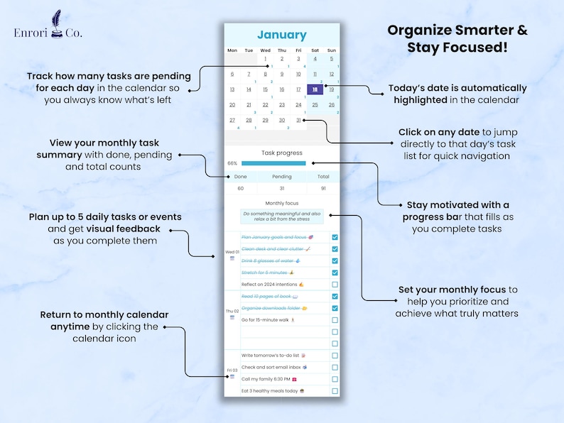 Yearly Schedule, Monthly Planner, to Do List, Task Tracker, Daily ...