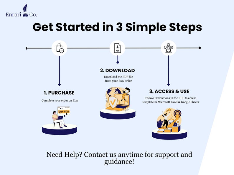 Purchase process steps description:
1. Complete your order on Etsy. 
2. Download the PDF file in Etsy order.
3. Access & use your new tool effortlessly.