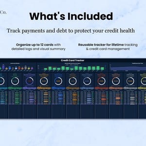 Track payments and debt to protect your credit health. Features:
1. Organize up to 12 cards with detailed logs and visual summary.
2. Reusable tracker for lifetime tracking & credit card management.