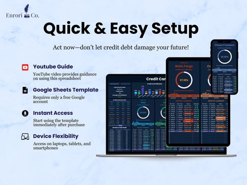 Easy to use:
1. Includes Youtube tutorial that provides instructions.
2. User-Friendly Google Sheets spreadsheet, requiring only free Google account.
3. Instant Access after buying.
4. Device Flexibility: access on laptops, tablets and smartphone.