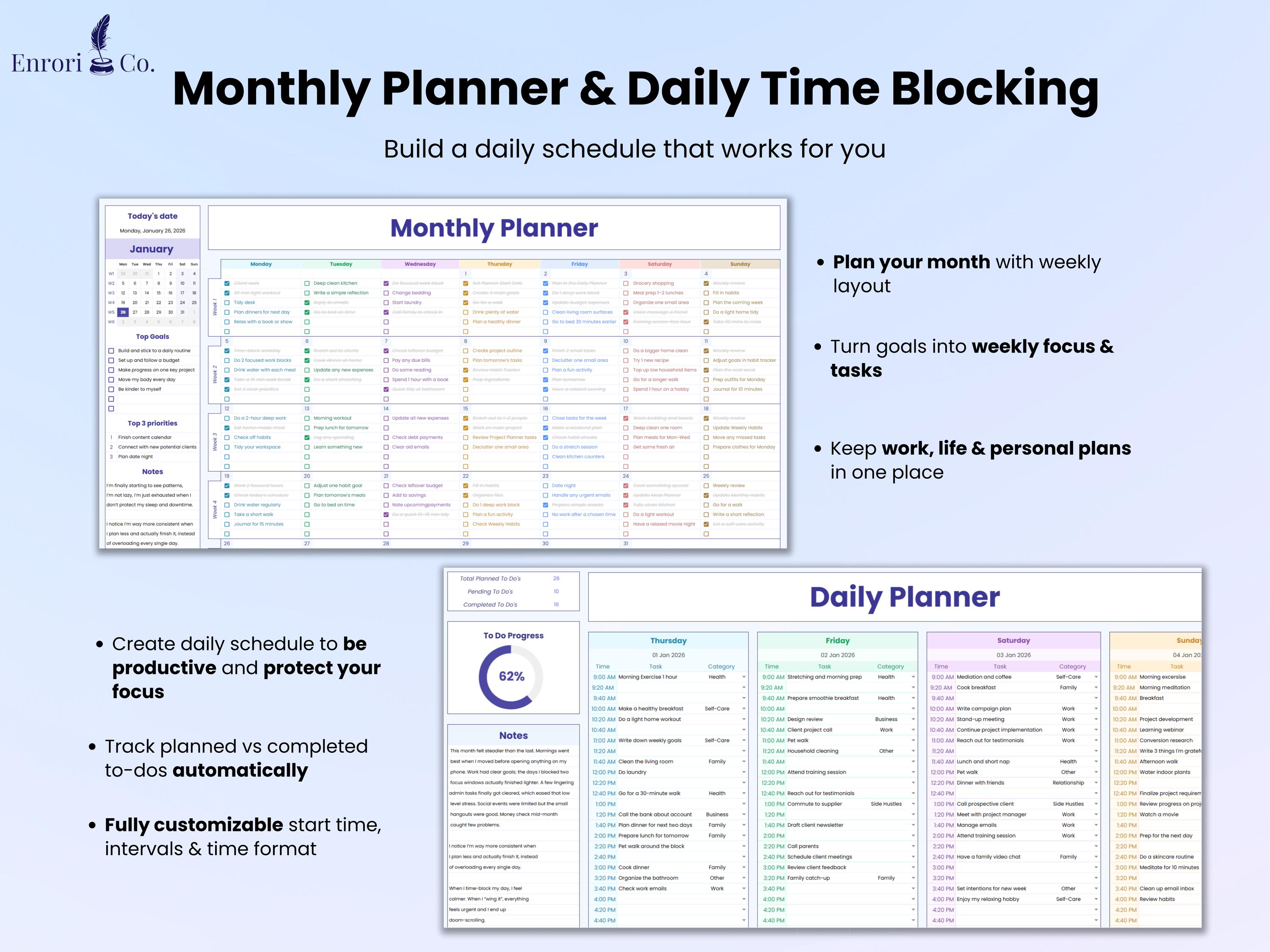 Life Planner ADHD, Daily Monthly Task Tracker, to Do List, Habit ...