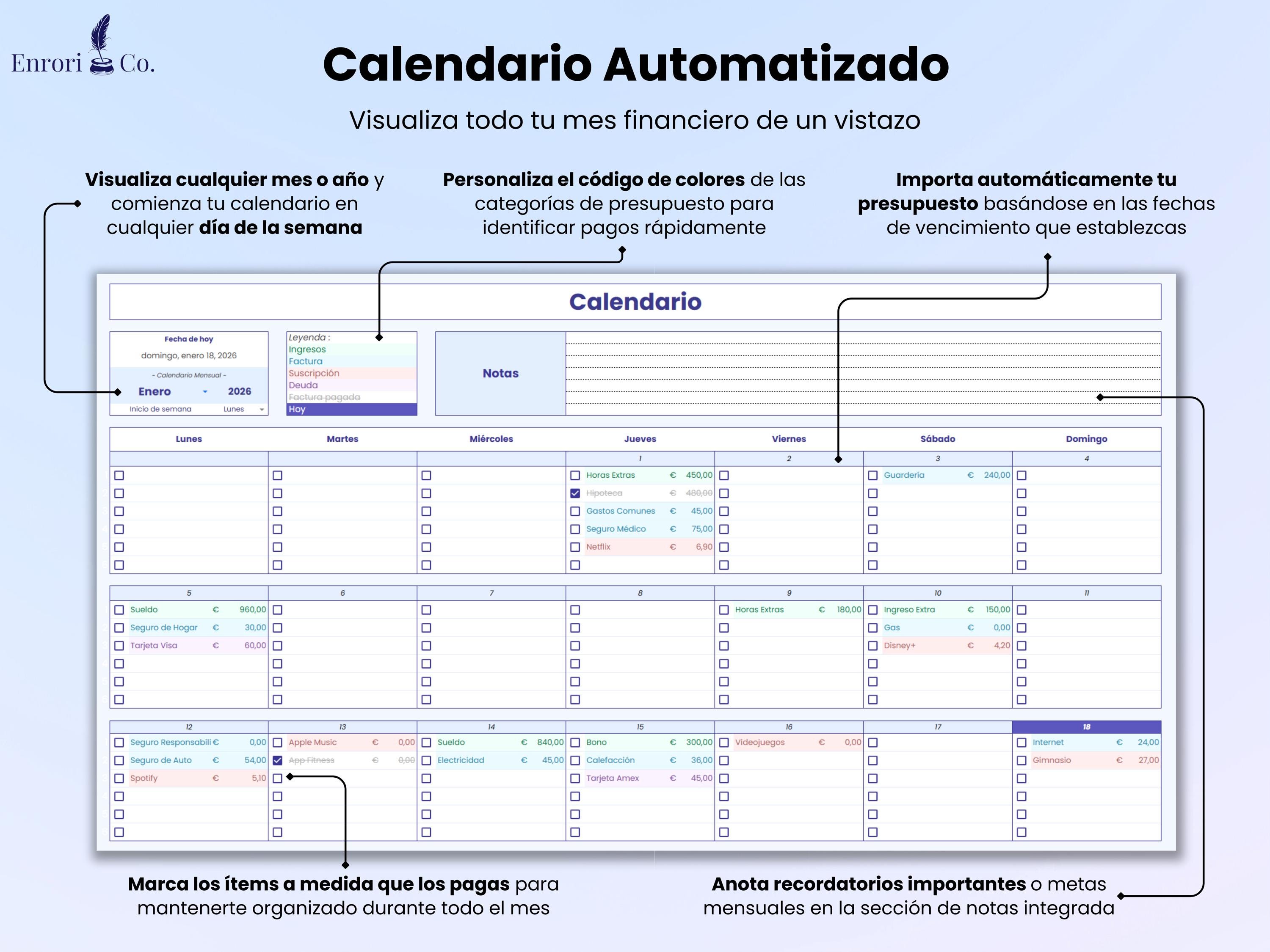 Presupuesto Anual Mensual, Finanzas Personales, Control de Gastos, 50 ...
