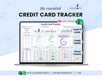 Credit Card Tracker, Credit Card Payoff Planner, Credit Score, Credit Card Expense Log, Debt Reduction Spreadsheet, Google Sheets Template