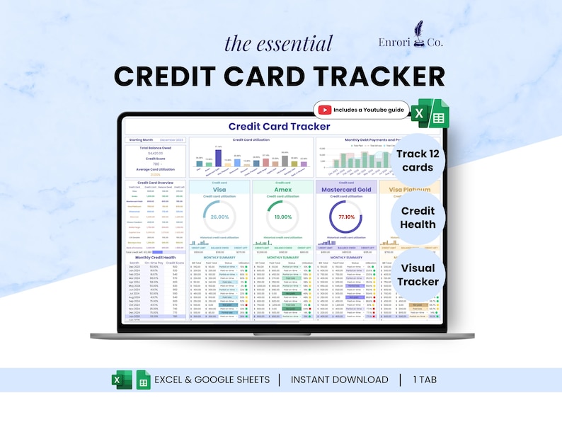 Credit card tracker spreadsheet thumbnail