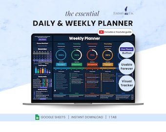 Weekly Planner, Daily Schedule Planner, Task Tracker, To Do List, Daily Checklist, Habit Planner, Productivity Planner, Agenda Google Sheets