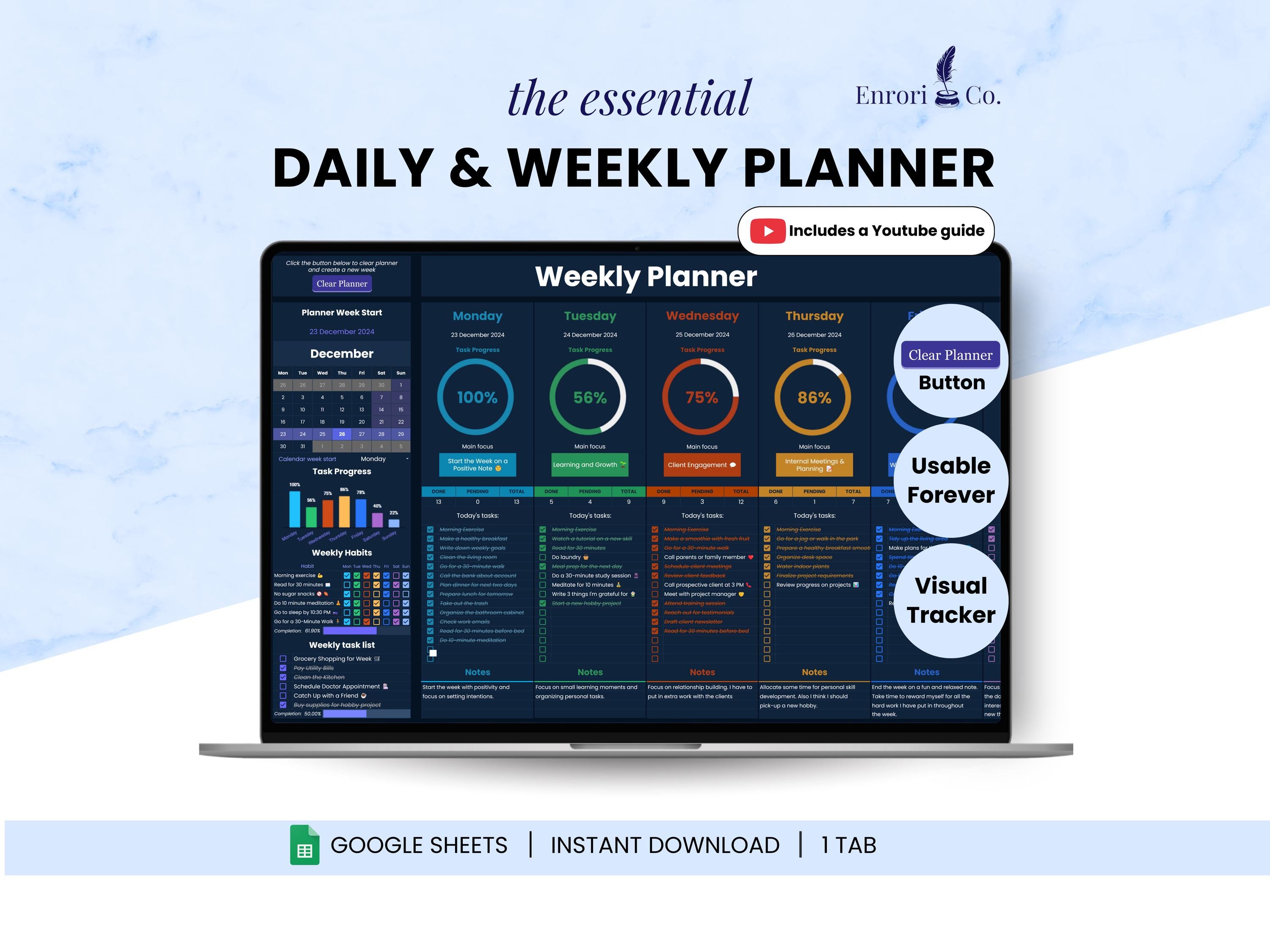 Weekly Planner, Daily Schedule Planner, Task Tracker, to Do List, Daily ...
