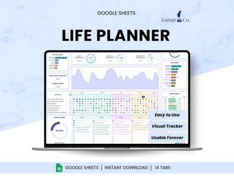 Life Planner ADHD, Daily Monthly Task Tracker, To Do List, Habit Tracker, Goal Tracker, Meal Planner, Budget Tracker, Chores,  Google Sheets