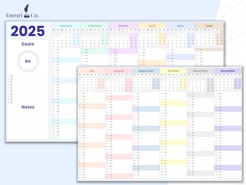 Empty planner showing all 12 months
