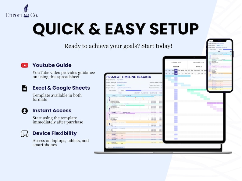 Easy to use:
1. Includes Youtube guide that provides instructions.
2. User-Friendly spreadsheet available in Microsoft Excel and Google Sheets formats.
3. Instant Access after buying.
4. Device Flexibility: access on laptops, tablets and smartphone.