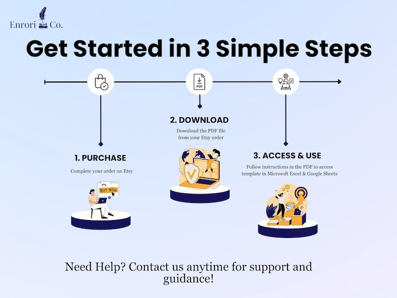 Purchase process steps description:
1. Complete your order on Etsy. 
2. Download the PDF file in Etsy order.
3. Access & use your new tool effortlessly.