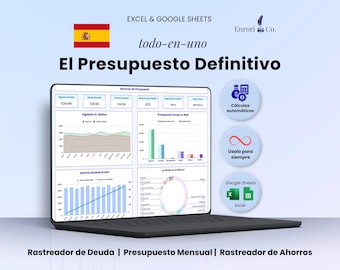 Presupuesto Anual Mensual, Finanzas Personales, Control de Gastos, 50 30 20, Plantilla de Ahorro y Deudas, Reto, Excel Google Sheets Español