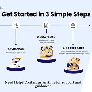 Purchase process steps description:
1. Complete your order on Etsy. 
2. Download the PDF file in Etsy order.
3. Access & use your new tool effortlessly.
