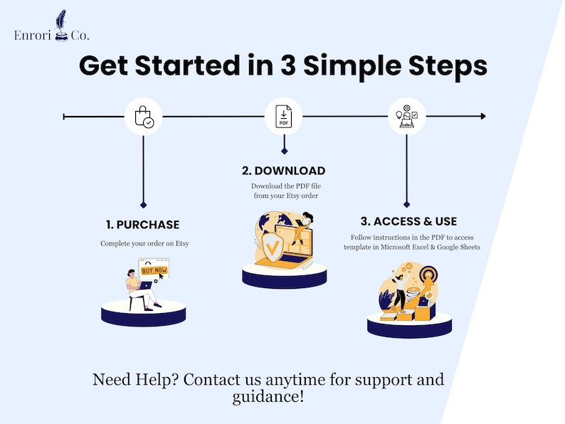 Purchase process steps description:
1. Complete your order on Etsy. 
2. Download the PDF file in Etsy order.
3. Access & use your new tool effortlessly.