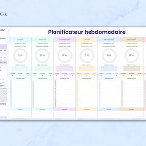 Planificateur hebdomadaire vierge montrant une semaine complète.