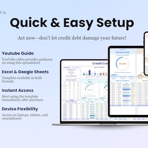 Easy to use:
1. Includes Youtube guide that provides instructions.
2. User-Friendly spreadsheet available in Microsoft Excel and Google Sheets formats.
3. Instant Access after buying.
4. Device Flexibility: access on laptops, tablets and smartphone.